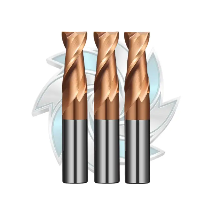Negative rake angle 2 flute solid carbide flat end mill cutting edge close-up