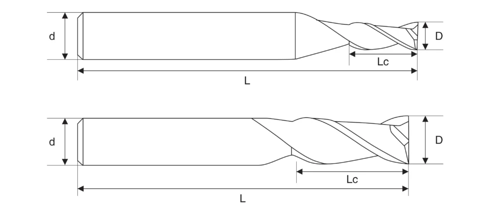 HRC55-2-Flute-Carbide-End-Mill-size