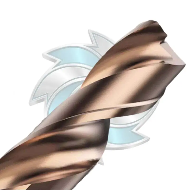 He/PT coated solid carbide drill flute design for rapid metal chip removal